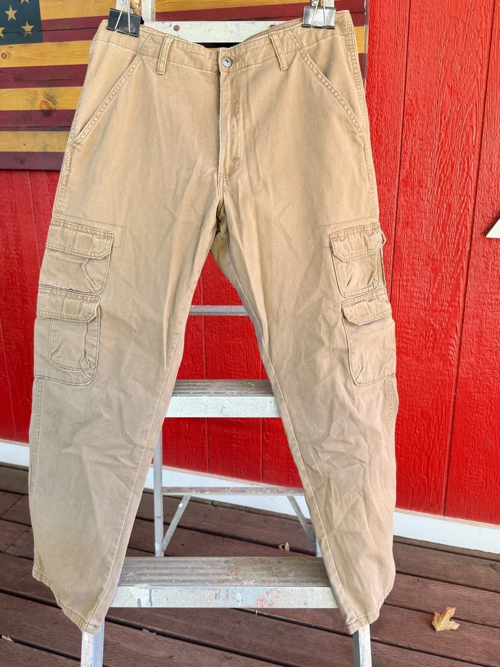 Wrangler Authentics Men’s Tan Cargo Pants – Relaxed Fit Utility Pants | 32x30